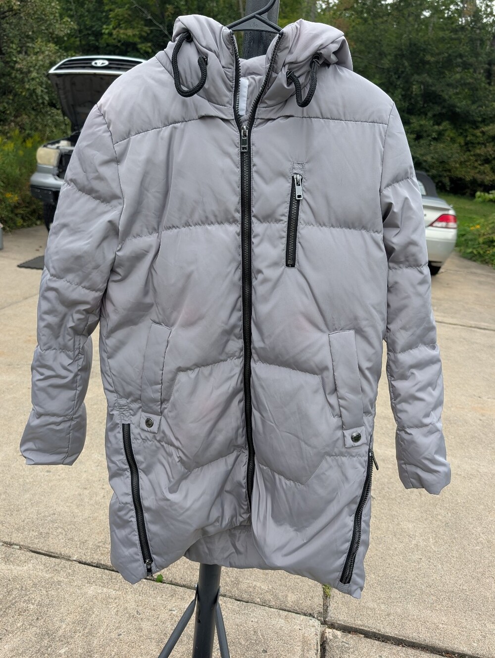 Women's Orolay Gray Puffer Jacket Hooded Size Medium